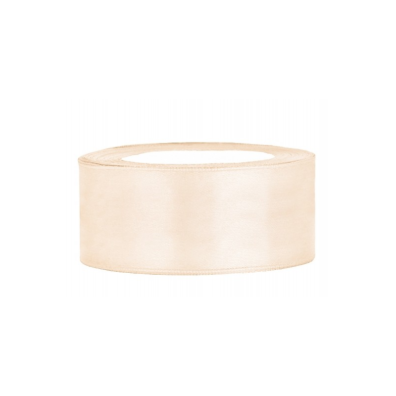 RUBAN SATIN BLANC CREME 25 MM X 25 M