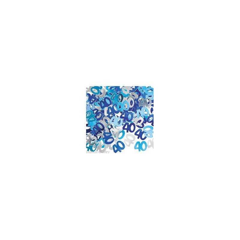 CONFETTIS 40 ANS BLEU ET ARGENT
