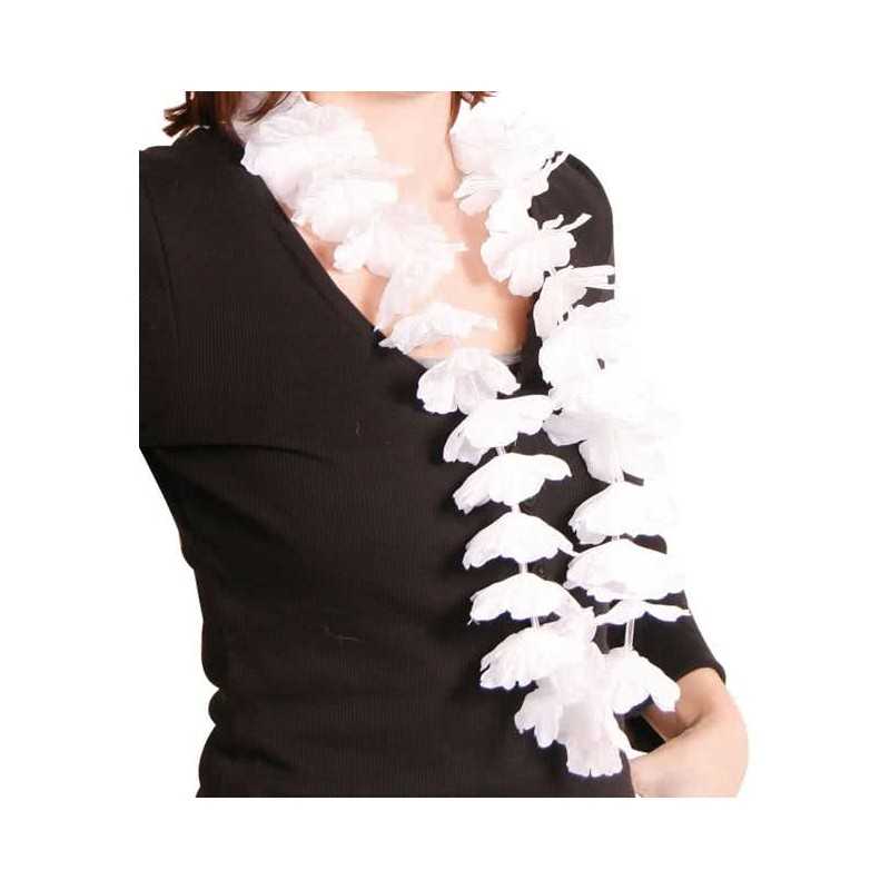 COLLIER DE FLEURS HAWAIEN BLANC