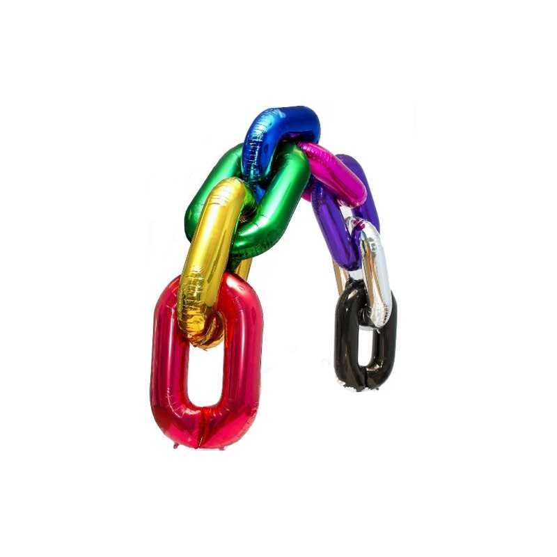 BALLON METALLIQUE CHAINE BLEUE DECO LINK 87 CM