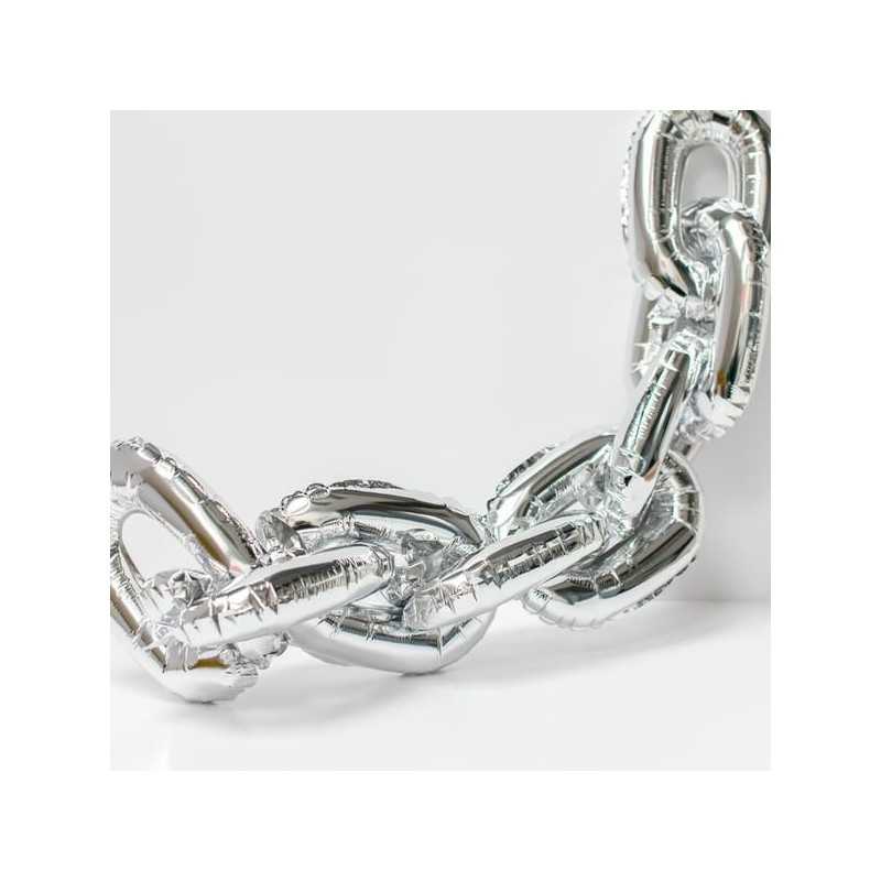 BALLON METALLIQUE CHAINE 80 CM ARGENT