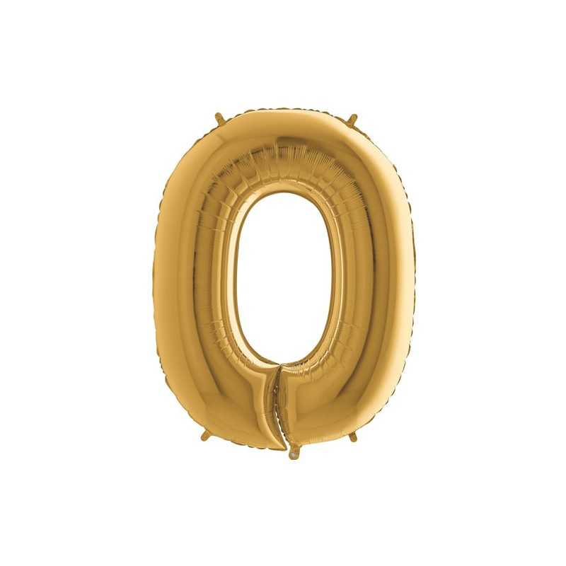 BALLON METALLIQUE CHIFFRE 0 OR 102 CM