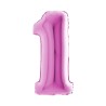 BALLON METALLIQUE CHIFFRE 1 ROSE 102 CM