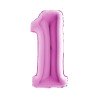 BALLON METALLIQUE CHIFFRE 1 ROSE 102 CM