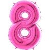 BALLON METALLIQUE CHIFFRE 8 ROSE FUSCHIA 100 CM