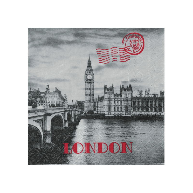 20 SERVIETTES LONDON ROUGE 33 X 33 CM