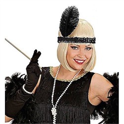 BANDEAU CHARLESTONE PAILLETTE NOIR PLUME NOIRE