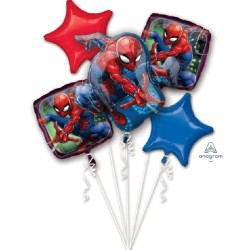 BOUQUET DE 5 BALLONS METALLIQUES SPIDERMAN