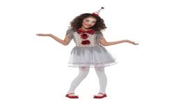 DEGUISEMENT FILLE CLOWN VINTAGE GRIS ET ROUGE TAILLE M