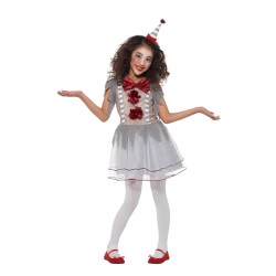 DEGUISEMENT FILLE CLOWN VINTAGE GRIS ET ROUGE TAILLE M