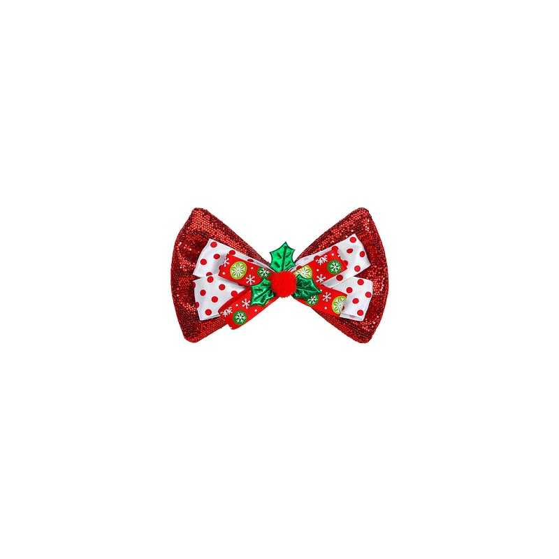 NOEUD PAPILLON NOEL PAILLETTES ROUGES