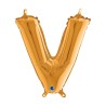 BALLON METALLIQUE LETTRE V OR 35 CM