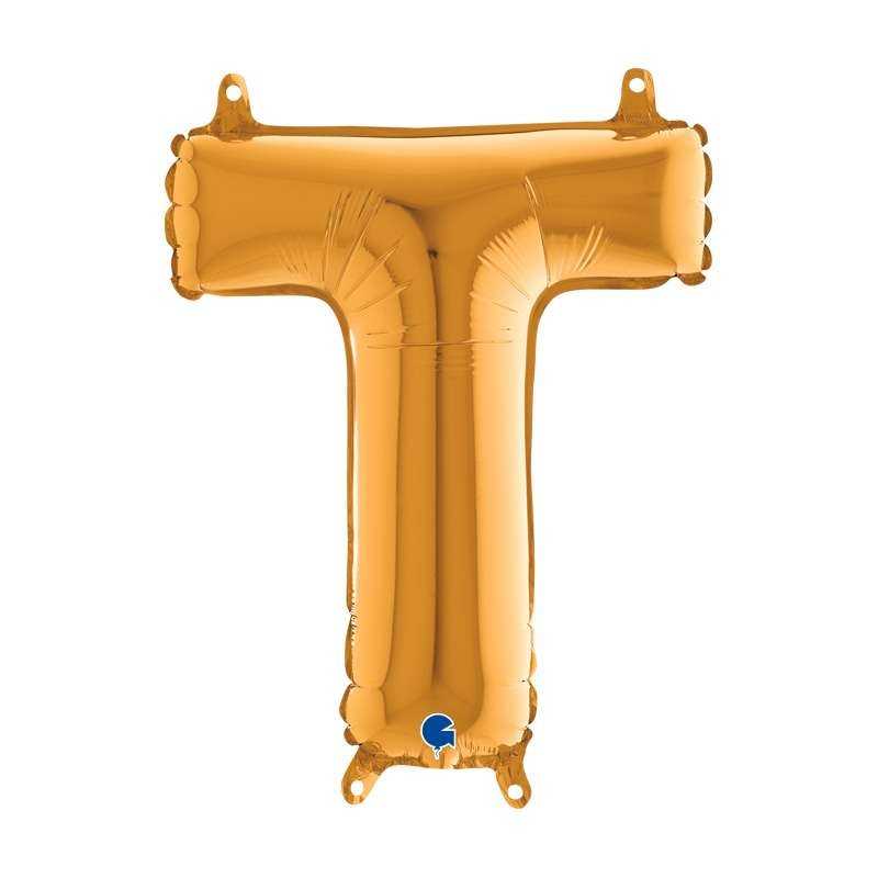 BALLON METALLIQUE LETTRE T OR 35 CM