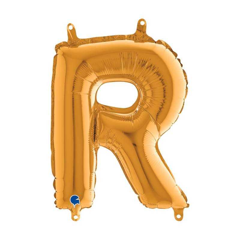 BALLON METALLIQUE LETTRE R OR 35 CM