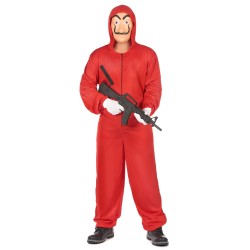 DEGUISEMENT BRAQUEUR OU VOLEUR COMBINAISON ROUGE TAILLE S-M