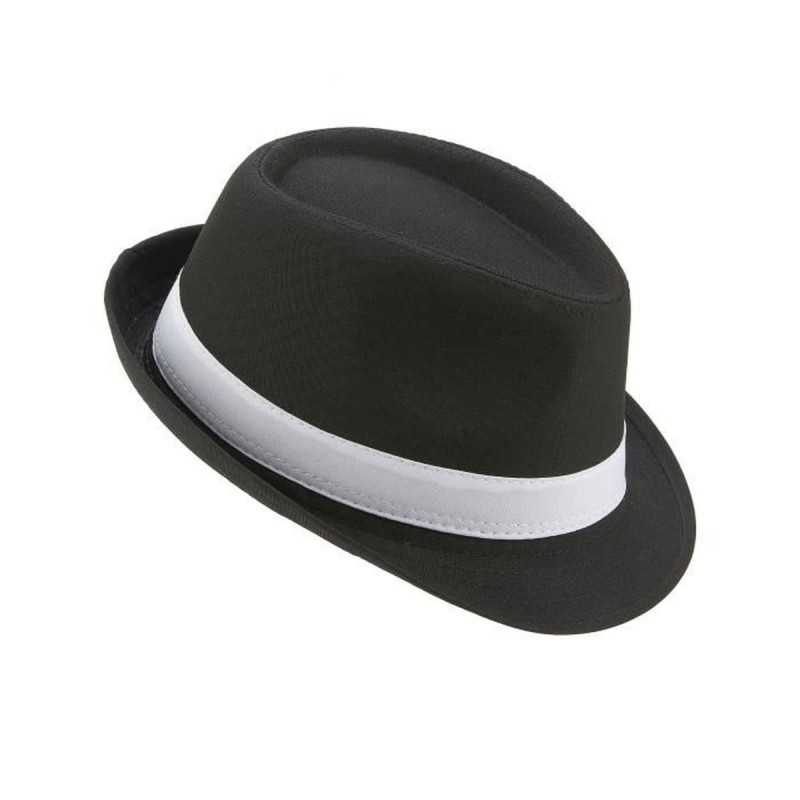 CHAPEAU BORSALINO NOIR BANDE BLANCHE ADULTE