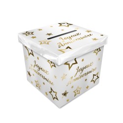 URNE ANNIVERSAIRE PARTY CHIC BLANC ET OR