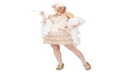 DEGUISEMENT ROBE CHARLESTONE IVOIRE EN DENTELLE TAILLE L