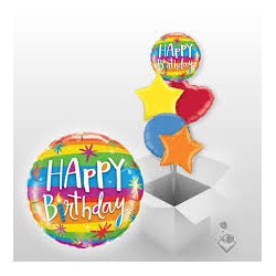 BALLON METALLIQUE ROND HAPPY BIRTHDAY MULTICOLORE 46 CM