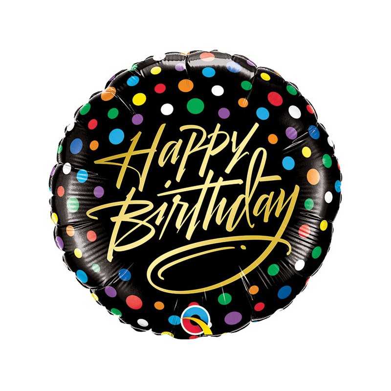 BALLON METALLIQUE ROND HAPPY BIRTHDAY CONFETTI MULTI 46 CM