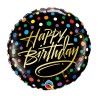 BALLON METALLIQUE ROND HAPPY BIRTHDAY CONFETTI MULTI 46 CM