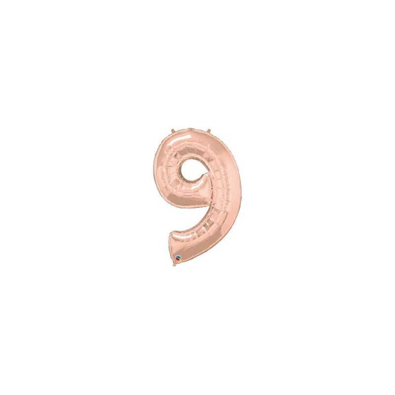BALLON METALLIQUE CHIFFRE 9 ROSE GOLD 86 CM
