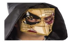 MASQUE BAUTA AVEC NOTE DE MUSIQUE YEUX ROUGE ET NOIR 