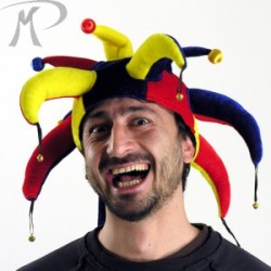 CHAPEAU MULTICOLORE BOUFON FOU DU ROI AVEC GRELOTS