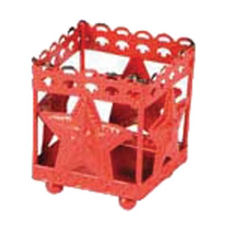 PHOTOPHORE CARRE METAL ROUGE 6.5 CM