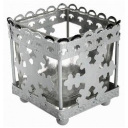 PHOTOPHORE CARRE METAL GRIS 6.5 CM