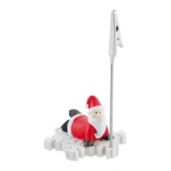 MARQUE PLACE OU PORTE PHOTO PERE NOEL COUCHE SUR FLOCON