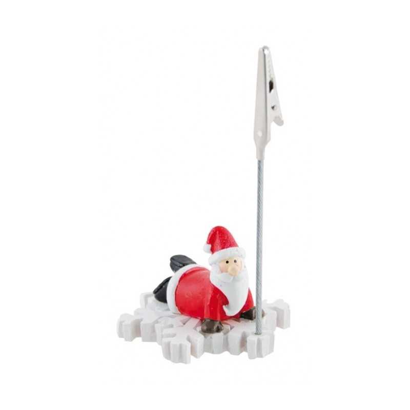 MARQUE PLACE OU PORTE PHOTO PERE NOEL COUCHE SUR FLOCON