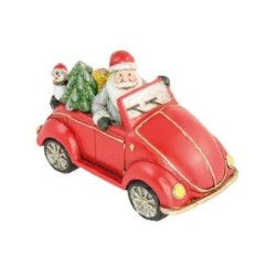 VOITURE PERE NOEL ROUGE AVEC SAPIN 15.5 X 10 CM