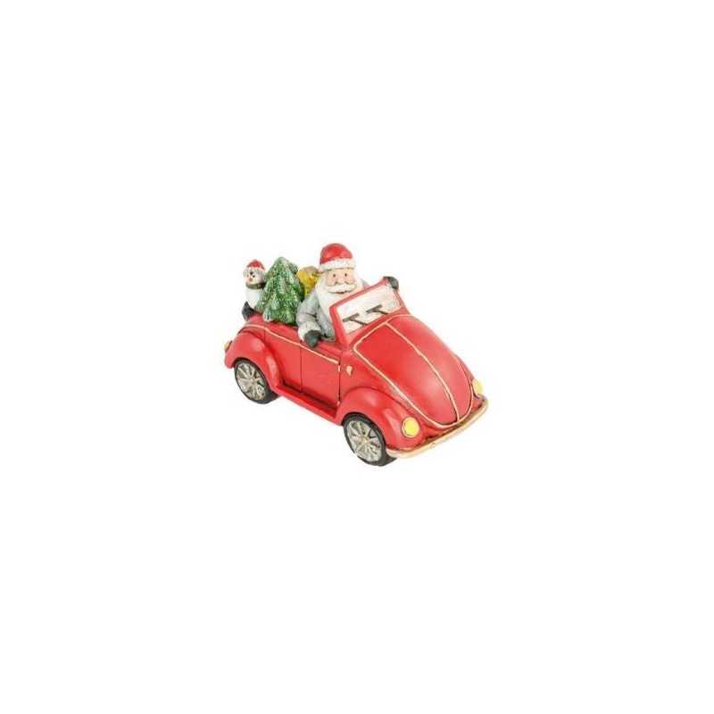 VOITURE PERE NOEL ROUGE AVEC SAPIN 15.5 X 10 CM