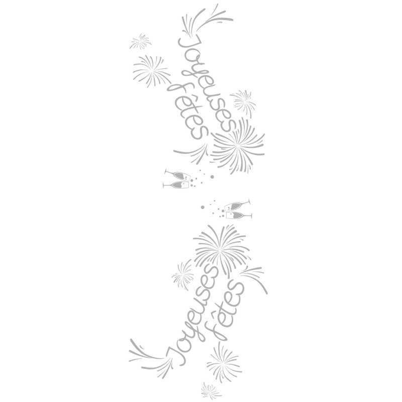 CHEMIN DE TABLE ORGANZA JOYEUSES FETES 28 CM X 5 M BLANC ET ARGENT
