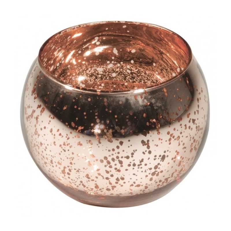 BOUGEOIR BOULE ROSE GOLD METAL 10 CM X 8.5 CM