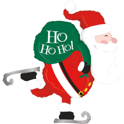 BALLON METALLIQUE PERE NOEL SUR PATINS 89 CM