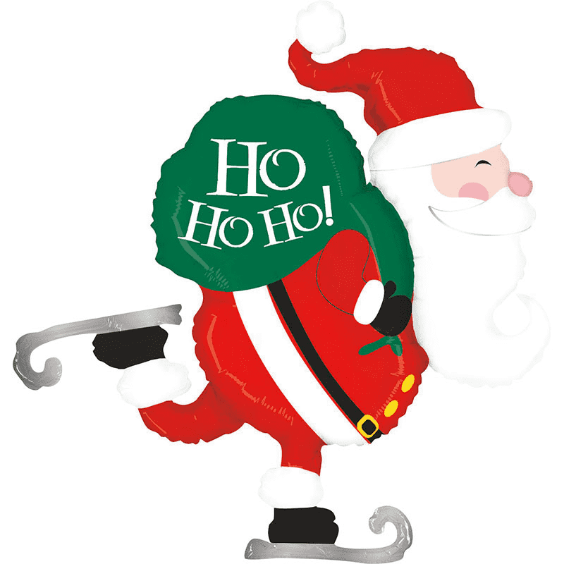 BALLON METALLIQUE PERE NOEL SUR PATINS 89 CM
