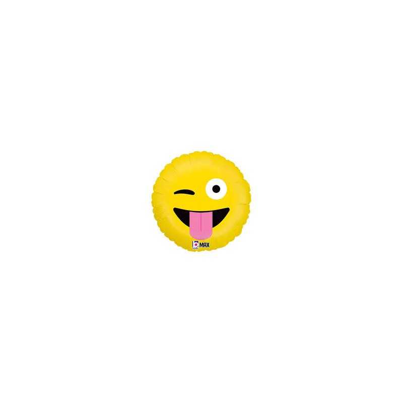 BALLON METALLIQUE EMOJI TIRE LA LANGUE 46CM