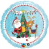 BALLON METALLIQUE ROND 46 CM PERE NOEL BLEU MERRY CHRISTMAS
