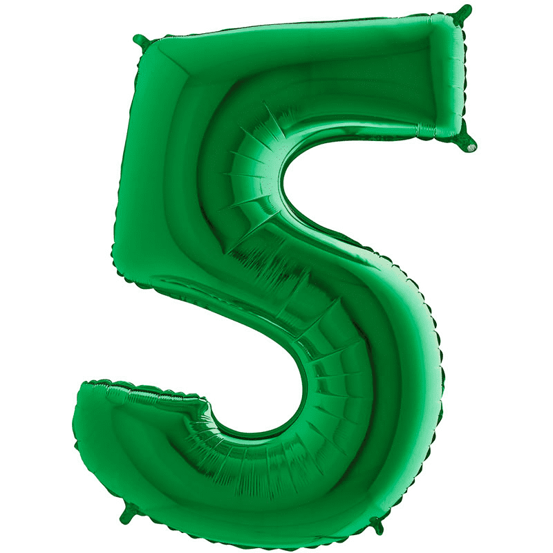 BALLON METALLIQUE CHIFFRE 5 VERT 35CM
