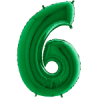 BALLON METALLIQUE CHIFFRE 6 VERT 35 CM