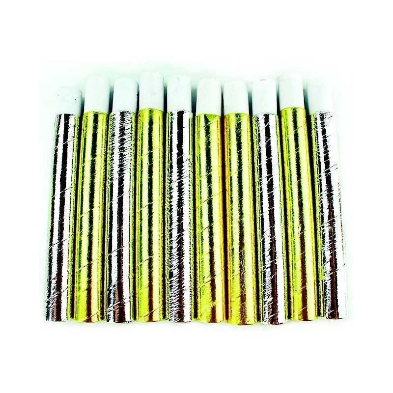 SACHET 24 SARBACANES METALLISEES OR ET ARGENT SECURISEES