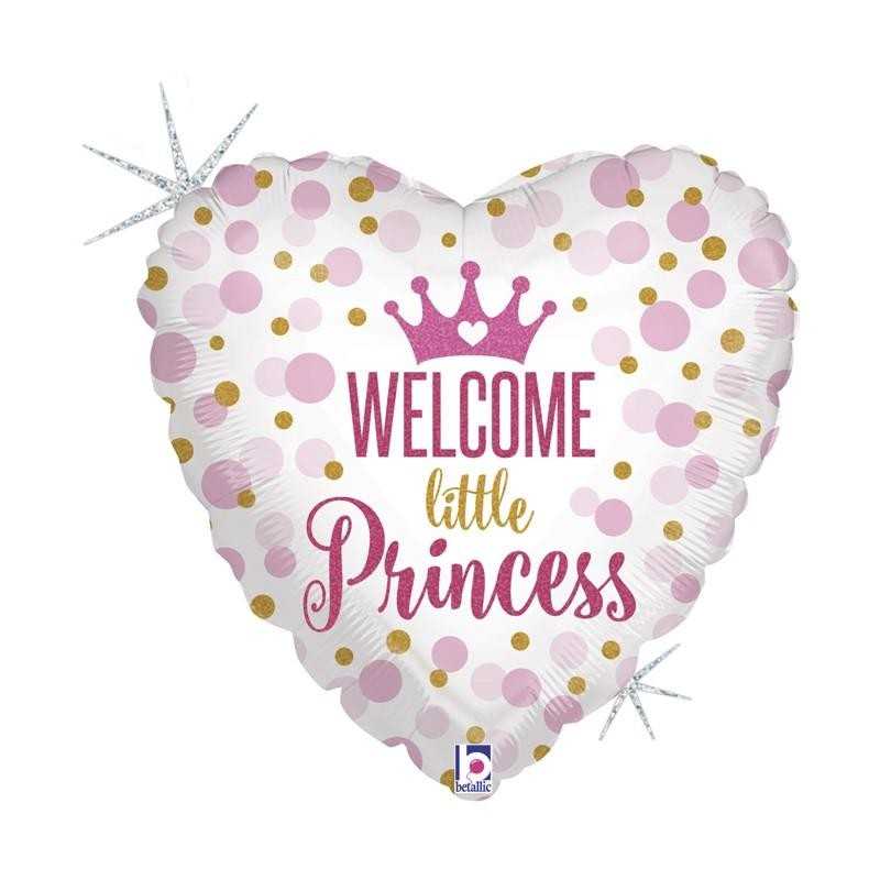 BALLON METALLIQUE BEBE PRINCESSE SCINTILLANT HOLOGRAPHIQUE 46CM