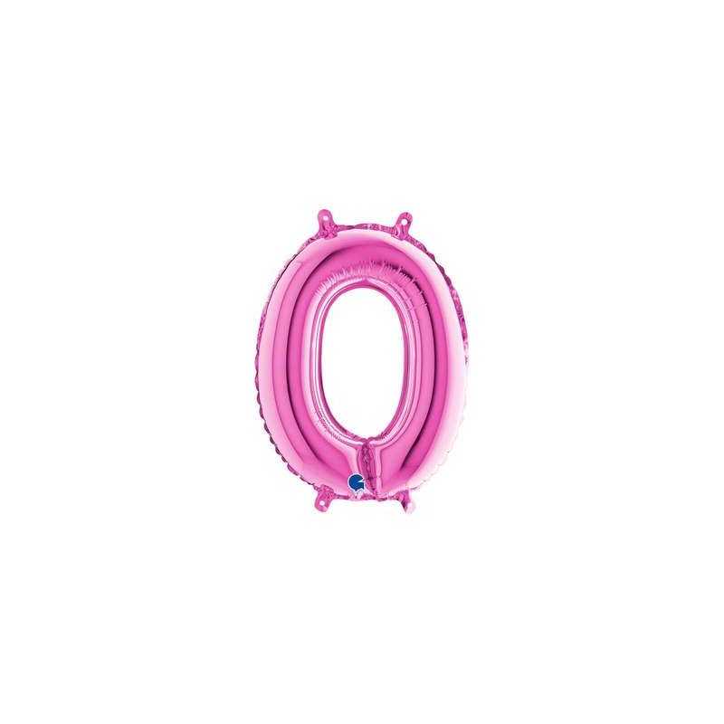 BALLON METALLIQUE CHIFFRE 0 FUSCHIA 35CM