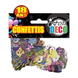 CONFETTIS DE TABLE MULTICOLORES 18 ANS