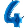 BALLON METALLIQUE CHIFFRE 4 BLEU 35 CM