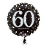 BALLON METALLIQUE 45CM HAPPY BIRTHDAY 60 NOIR OR HOLO