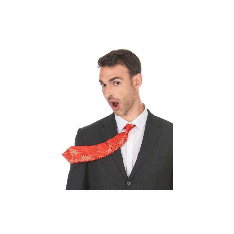 CRAVATE ROUGE A SEQUINS