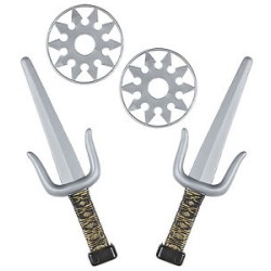 SET NINJA ARMES EN PLASTIQUE SHURIKEN ET SAI